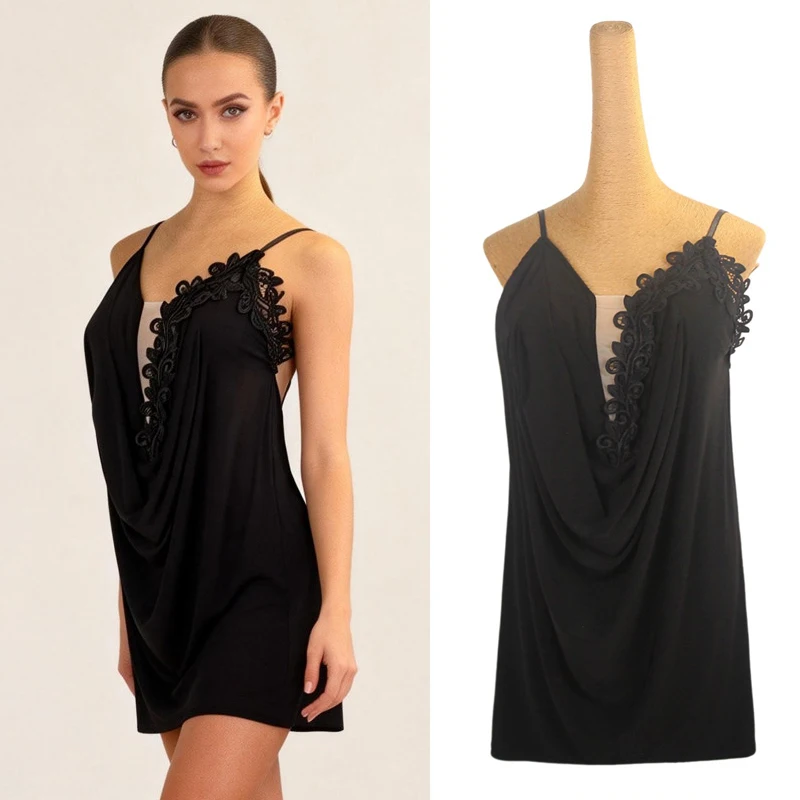 

Модное женское платье для латинских танцев, черное платье без рукавов для латинских танцев, одежда для соревнований по латинским танцам для взрослых, чача, 14926