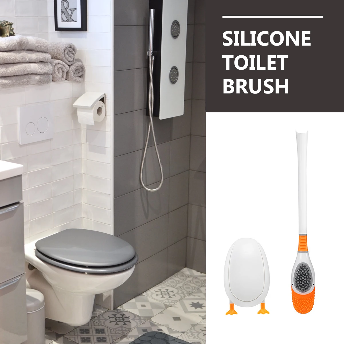 

1 set Silicone Toilet Brush Plastic Tub Seat Bathroom Floor Stand Cleaning Tool With Gentle Material For Home Hotel Office