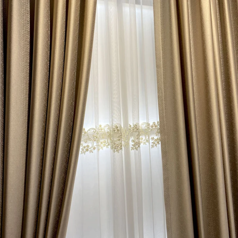 European Style Curtains for Living Room Luxury Golden Blackout Velvet Villa Thermal Insulated French Window Drapes Home Decor