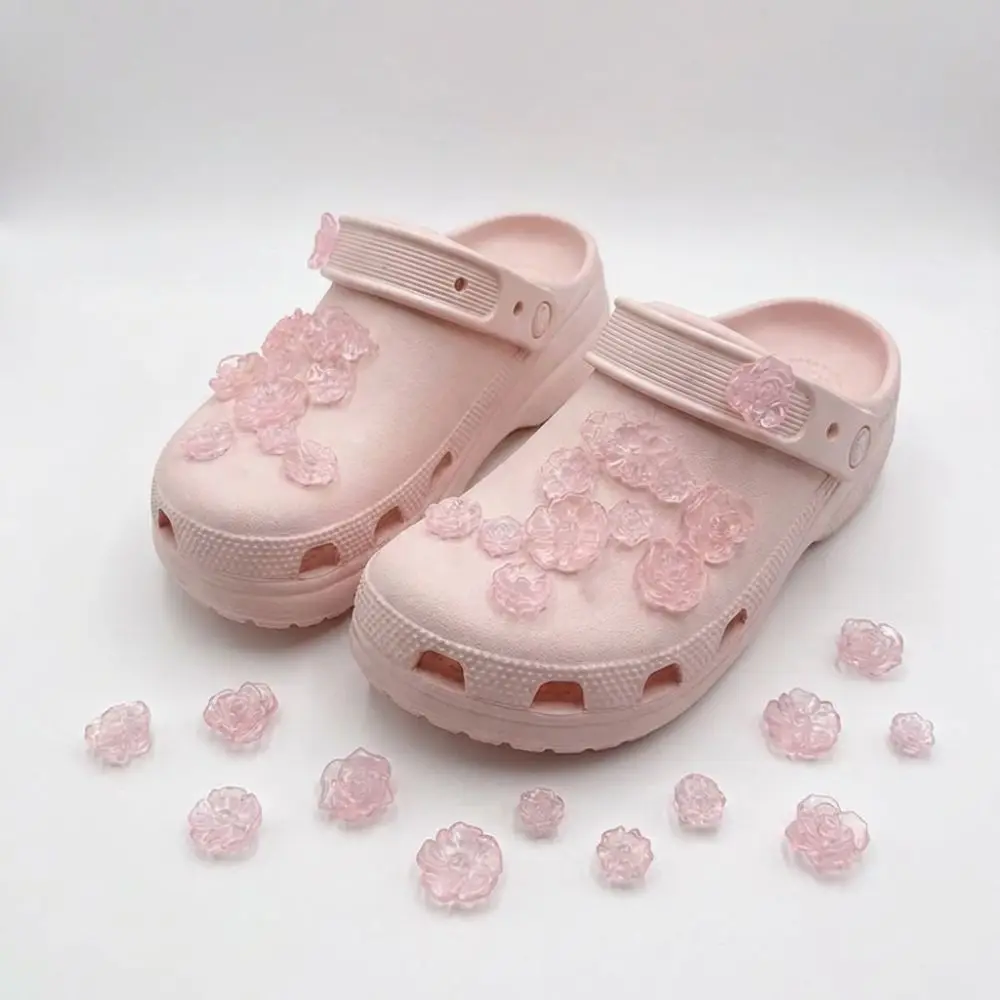 20Pcs New Rose Resin Shoes Ornaments Funny Design Colorful Sandals Shoes Decoration Kawaii Elegant Charms Shoes Decoration