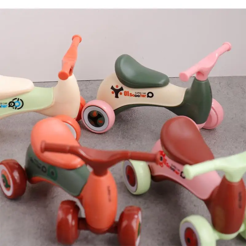 قطعة واحدة من سيارة التوازن الصغيرة للأطفال - لعبة تجميع إبداعية للسكوتر المنزلق بأربع عجلات لتزيين هدايا الأطفال