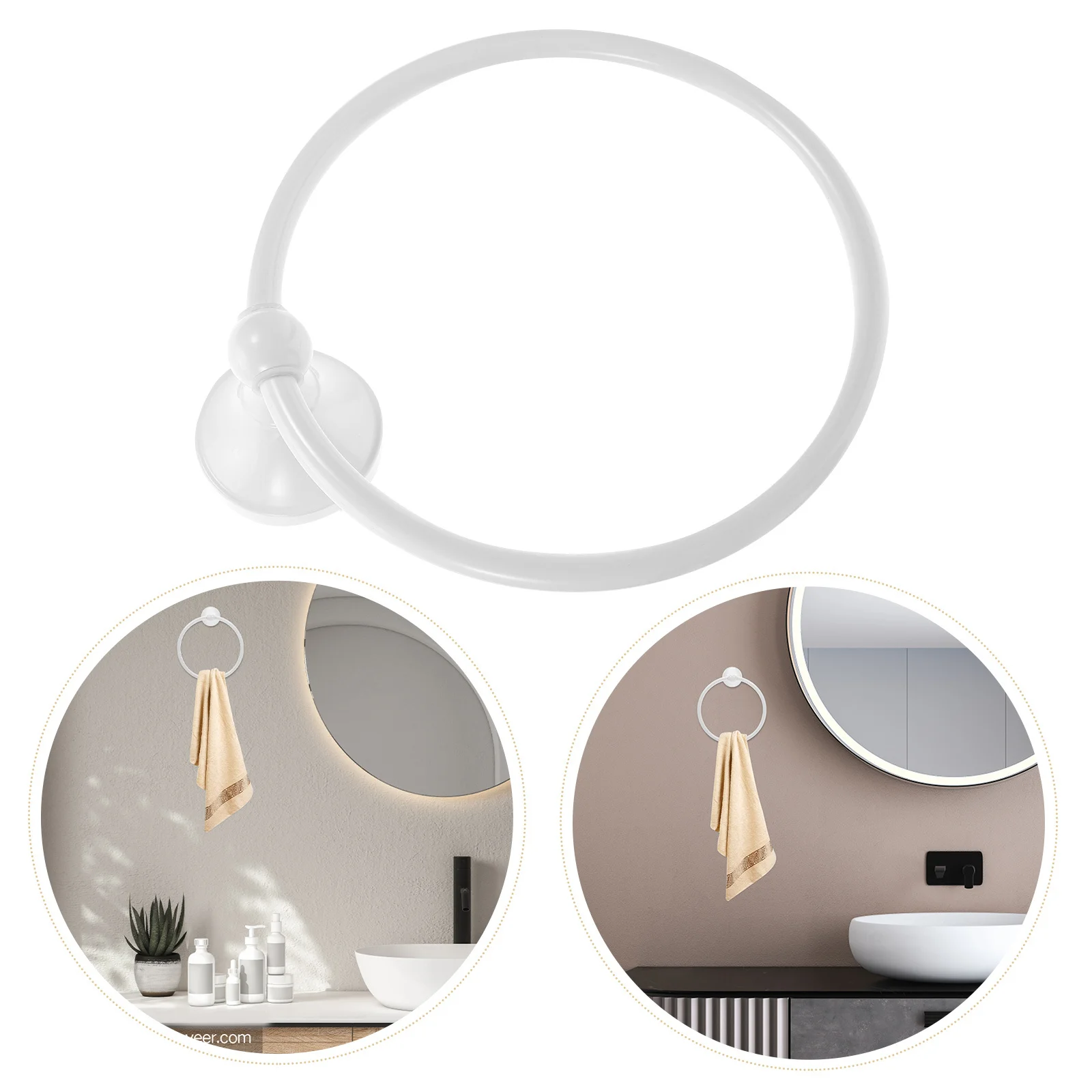 

Brass Material White Round Ring Brushed Bathroom Towel Holder For Home Hotel School Decor Towel Rack Accessory