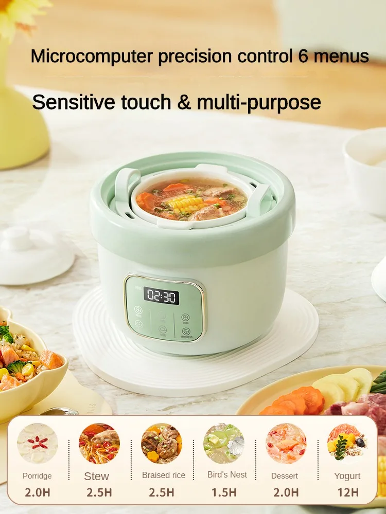 800ML Water separated electric stew pot 220V Slow Cooker Baby Food and Soup Cooker Household Home electric Stewer Ceramic Inner