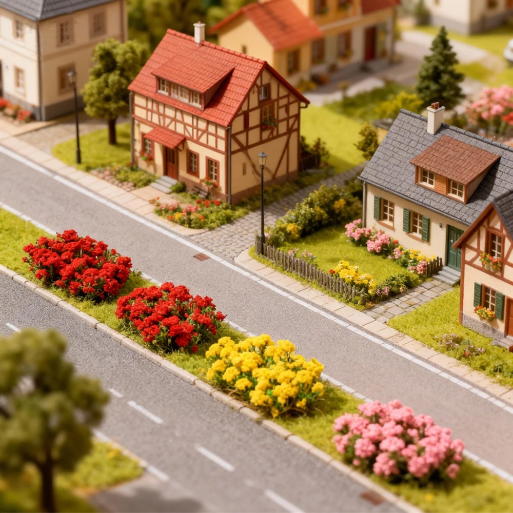 Simulación realista, modelo en miniatura, racimo de flores, vegetación, mechones de hierba, modelo de paisaje estático, miniatura DIY para tren