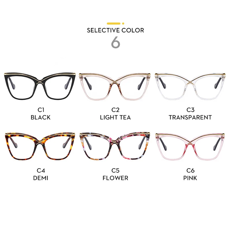 New Fashion Retro Designer Anti Blue Light occhiali da donna Metal Cat Eye Frame Brand Quality Trend Clear Reading Computer Eyeglass