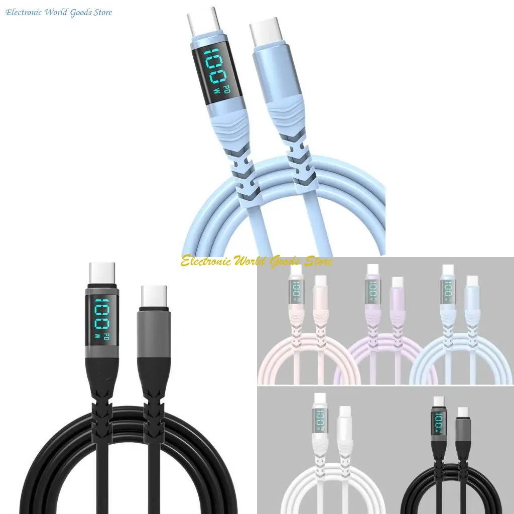 

A3PD Digital Display USB C to USB C Fast Charging Cable 20V 5A 100W Charging Cable for Smartphones Tablets Laptops
