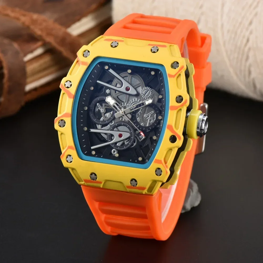 2025 New Multi-Layered Wave Pattern Business Quartz Calendar Pointer Watch Barrel Shape Dial No Buckle Type Handmade Wristwatch