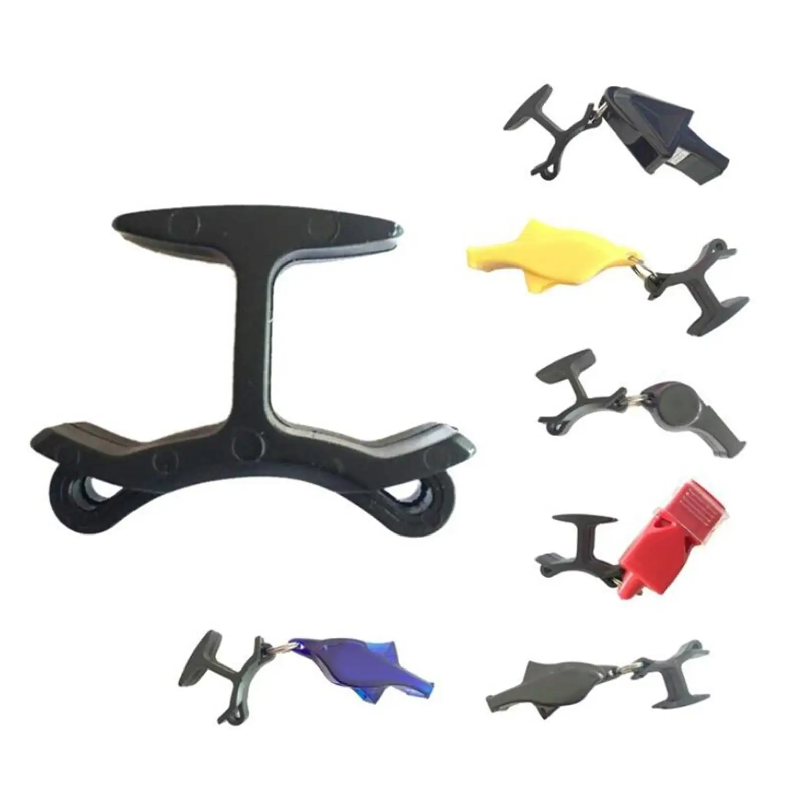 Black ABS Sports Whistles Finger Holder with Hooks for Referee Linesman Outdoor Event Training