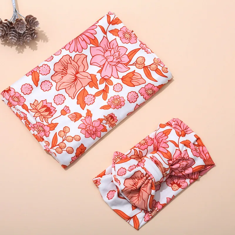 Flower Print Baby Swaddle Wrap New Born Photography Props Baby Blankets Newborn Items Babies Accessories