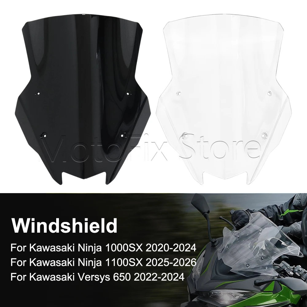 

Motorcycle Windshield Windscreen Wind Shield Deflector For Kawasaki Ninja 1000 1000SX 1100SX Versys 650 Z1000SX 2020-2026