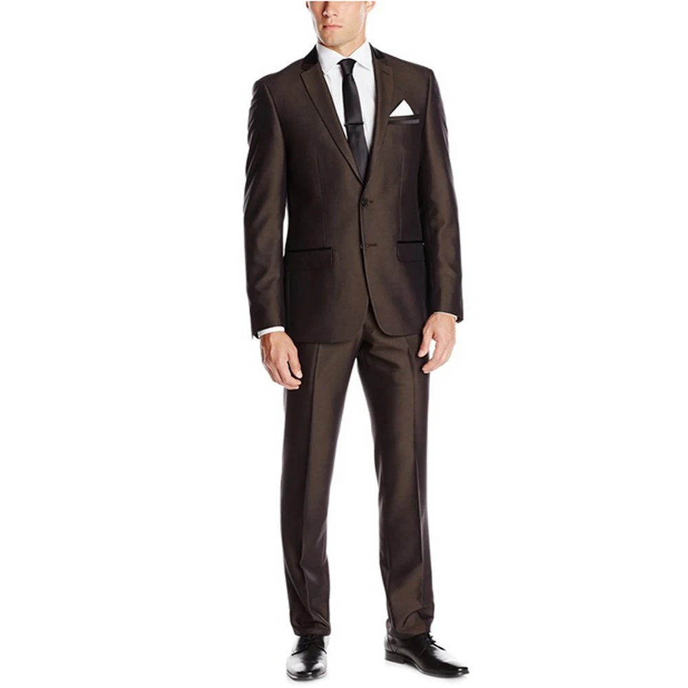 

2023 New Hot Simple Suits Men Dark Brown Wedding Suits Grooms Men Suits Fit Groomsmen Suits (Jacket+Pants)