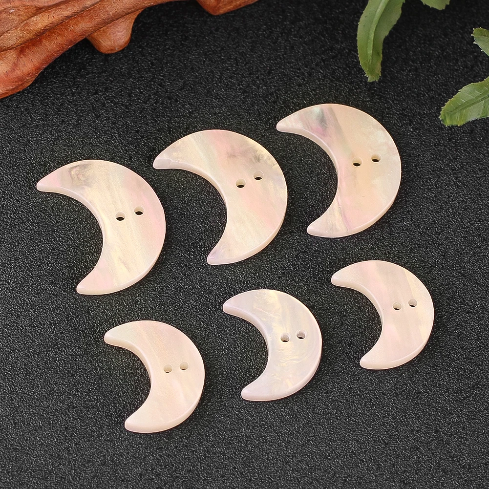 5PCS 20/25mm pearlescent Moon Buttons Double Hole Flat Back Buttons Scrapbooking Windbreaker DIY Sewing Accessories