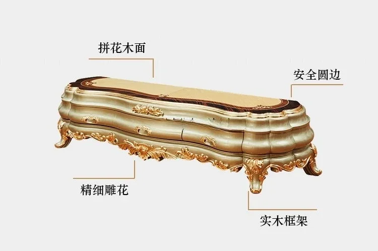 European villa luxury TV French floor cabinet, solid wood oak carving high-end luxury luxury high-end