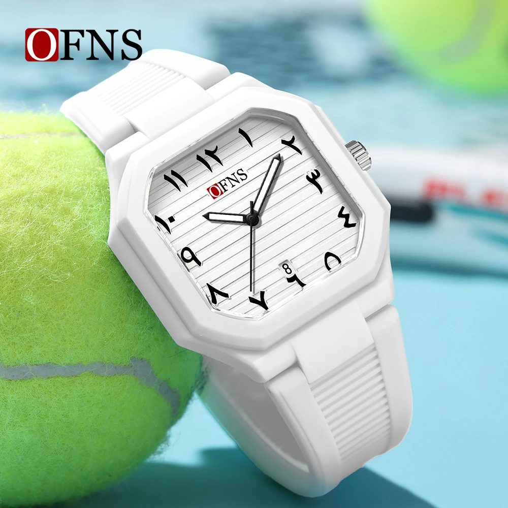 

OFNS 1587 casual student quartz watch, Arabic numeral dial, luminous calendar, waterproof silicone strap, women's fashion watch