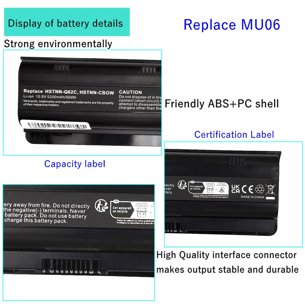 

MU09 Laptop battery For HP/Compaq Pavilion DM4 G4 G6 G7 HSTNN-DB0Y HSTNN-LB0Y MU06 HSTNN-Q60C CQ56 CQ57 CQ62 CQ42