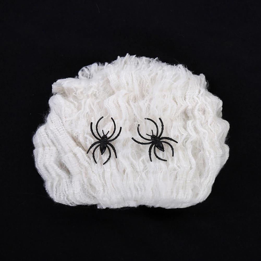 Halloween Decoration Cotton Spider Web Stretchable Outdoor Courtyard Decoration Haunted House Setting Props for Home Party Event