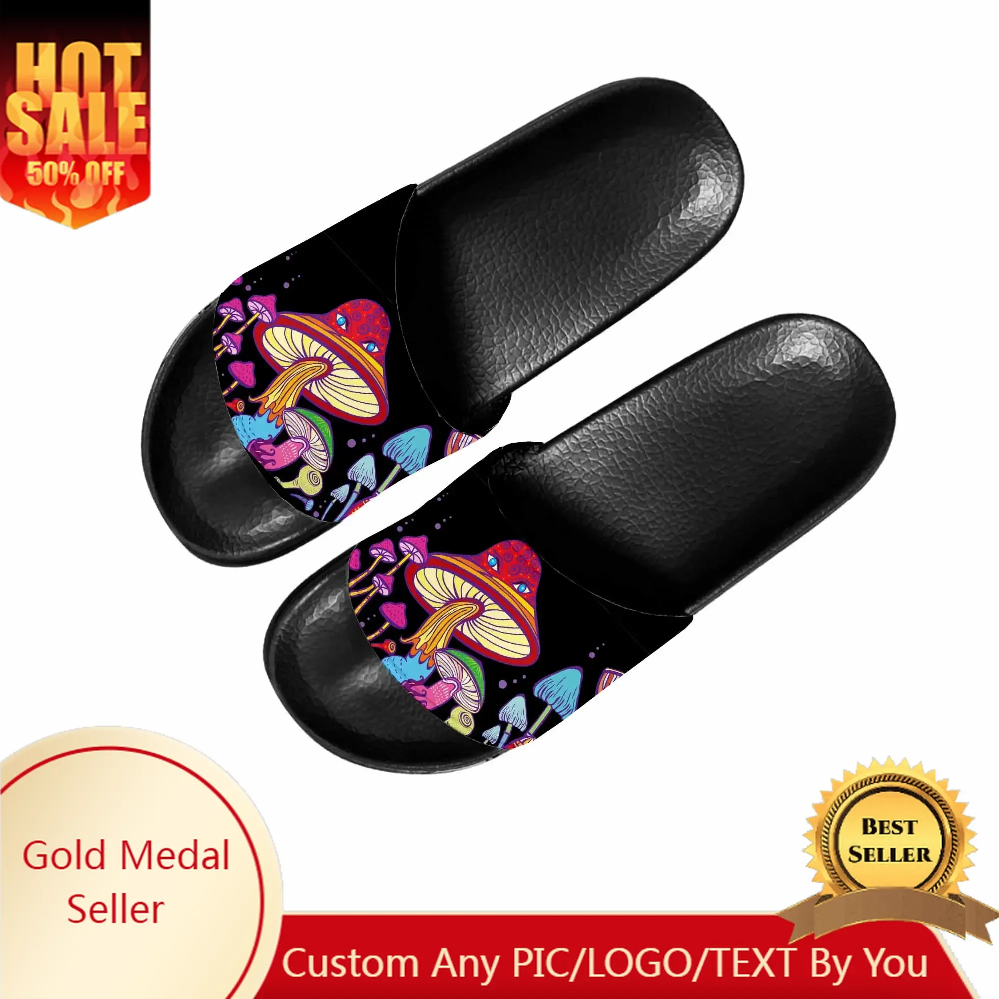 

Psychedelic Mushroom Slippers Home Water Shoes Men Women Teenagers Italy Bathroom Beach Pool Custom Made Summer Slipper