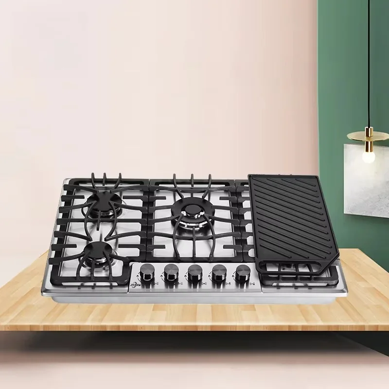 Dual Burner Electric Liquefied Dual Fuel Built-in RV Gas Stove 12 Inch Stainless Steel Surface Electric Ignition