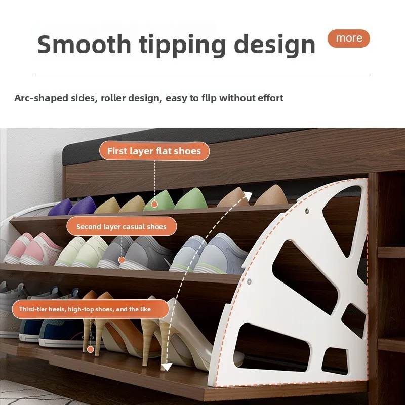 Shoe changing stool tipping bucket storage household door storage rack Italian dustproof simple multi-layer entry integrated