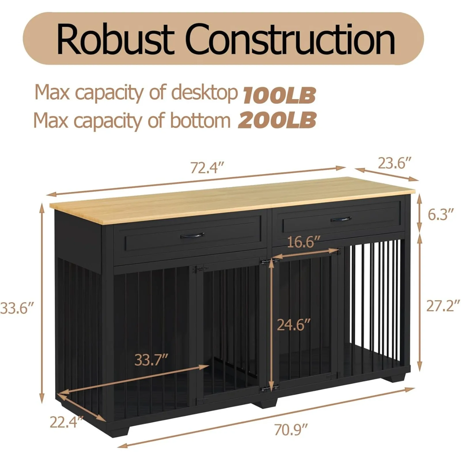 US Large Dog Crate Furniture, 72