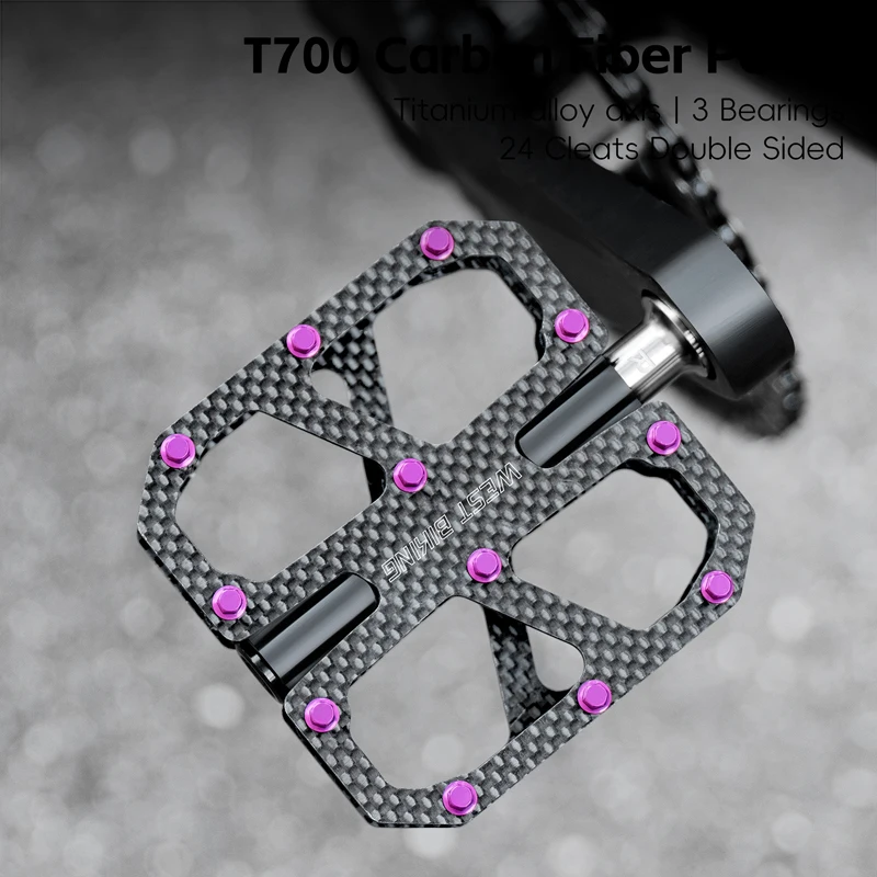 

T700 Carbon Fiber Bike Pedals Titanium Alloy Axle 3 Bearings System Ultralight for Road MTB Racing Bicycle Mtb Accessories
