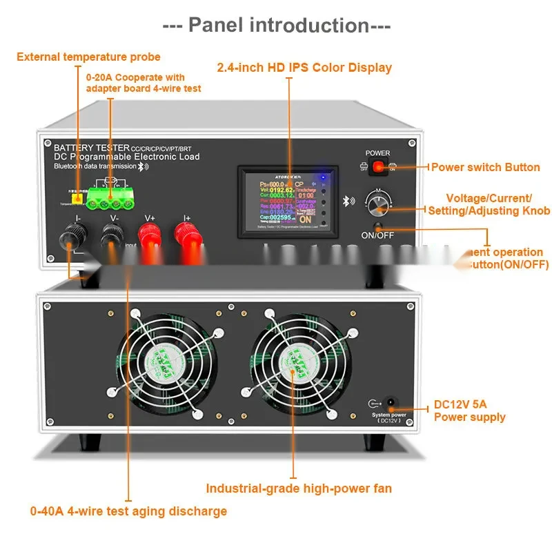 Battery Tester 200V 40A DLB-1200W Multifunction Direct Current Electronic Load Discharger Support PC Online Software Control