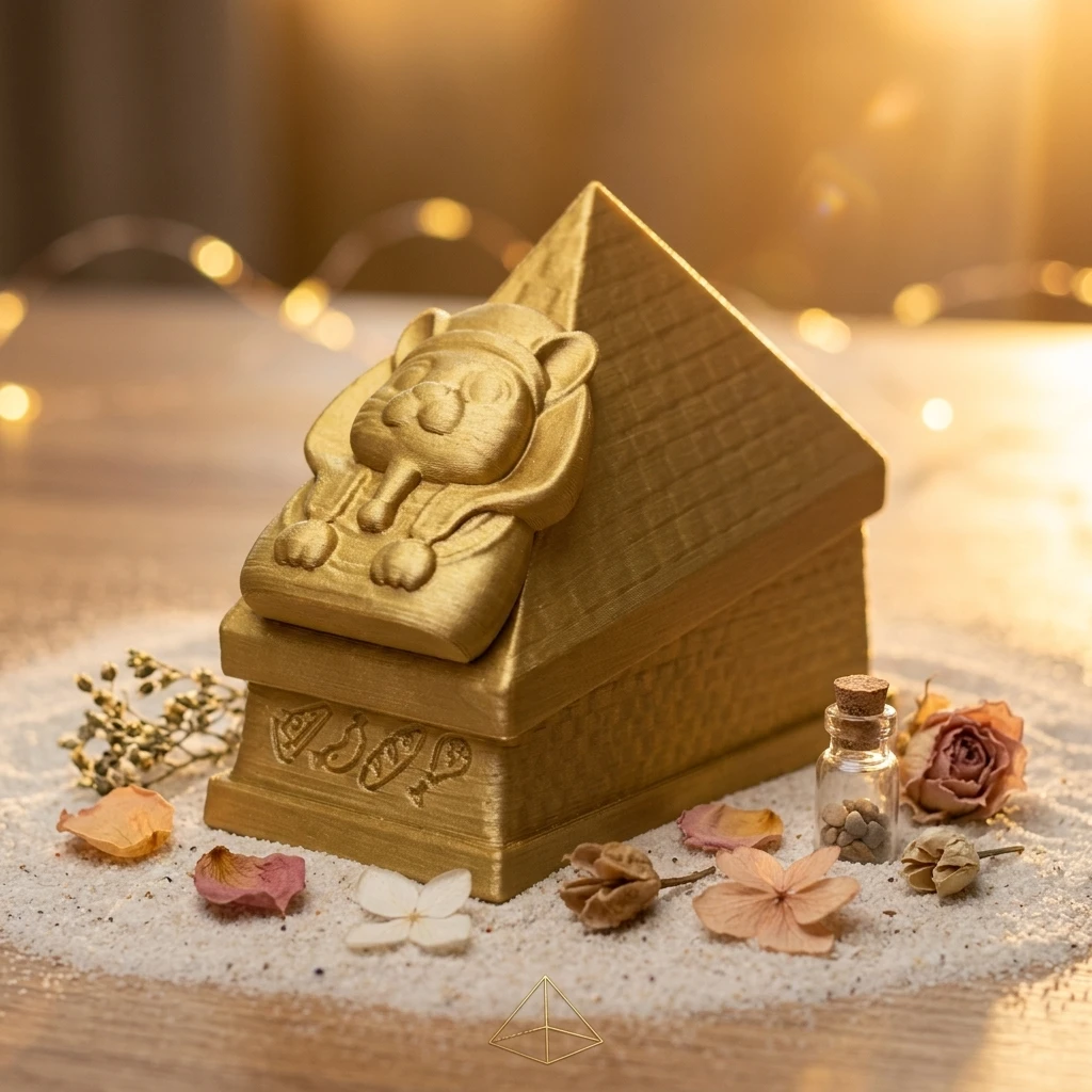 Egyptian Pharaoh Hamster Casket Mini Golden Pet Memorial Coffin Small Animal Burial Urn for Dwarf Syrian Hamster Remembrance view 2
