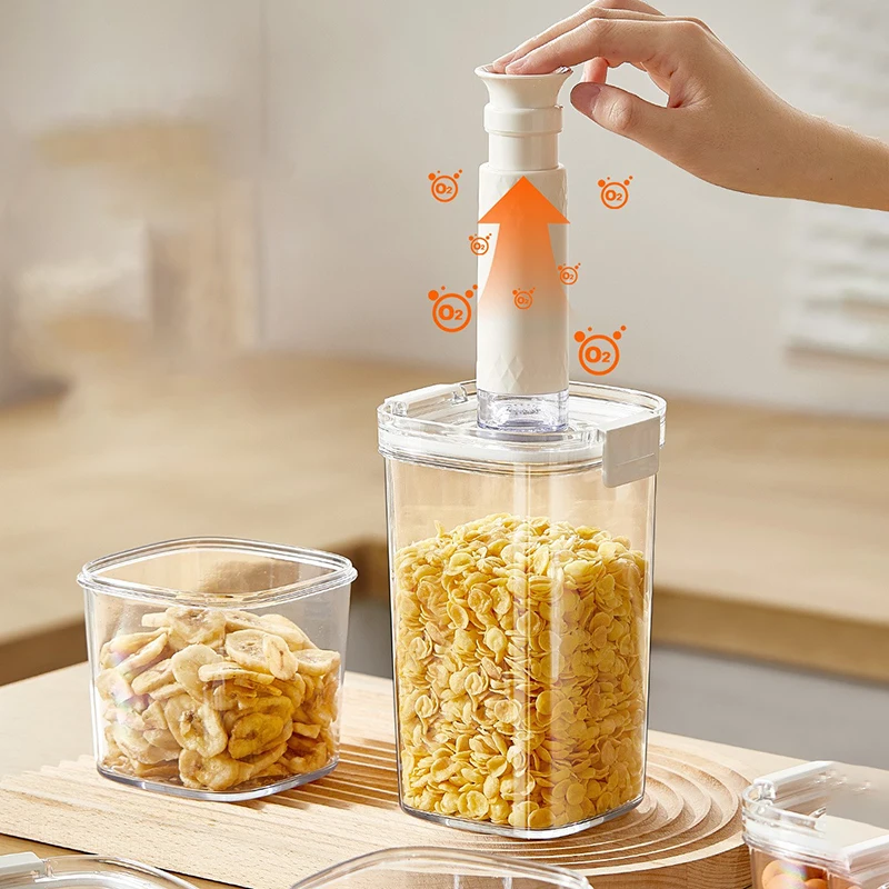 Vacuum Sealed Tank Coffee Beans Vacuum Jar Kitchen Cereals Storage Box Airtight Container Moisture-Proof Sealed Canister for Tea