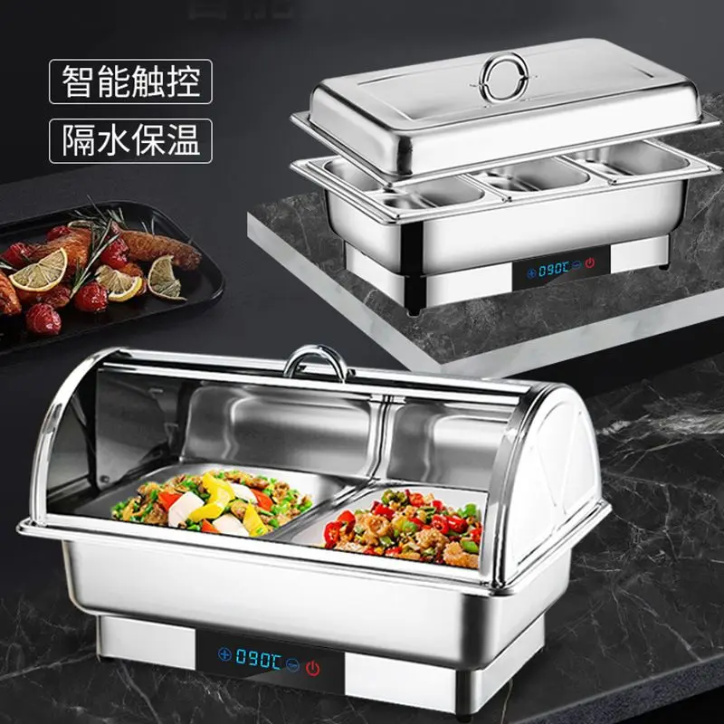Stainless‑Steel Electric Buffet Chafing Dish, Commercial Smart Food Warmer for Hotel Restaurant Breakfast and Soup Serving