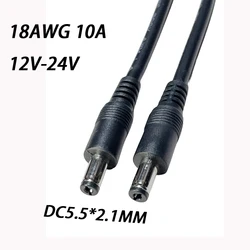 18AWG Dc Power Plug 5.5 X 2.1mm Male To 5.5 X 2.1mm Male Cctv Adapter Connector Cable 12v 10A Power Extension Cords 0.5m/1.5m