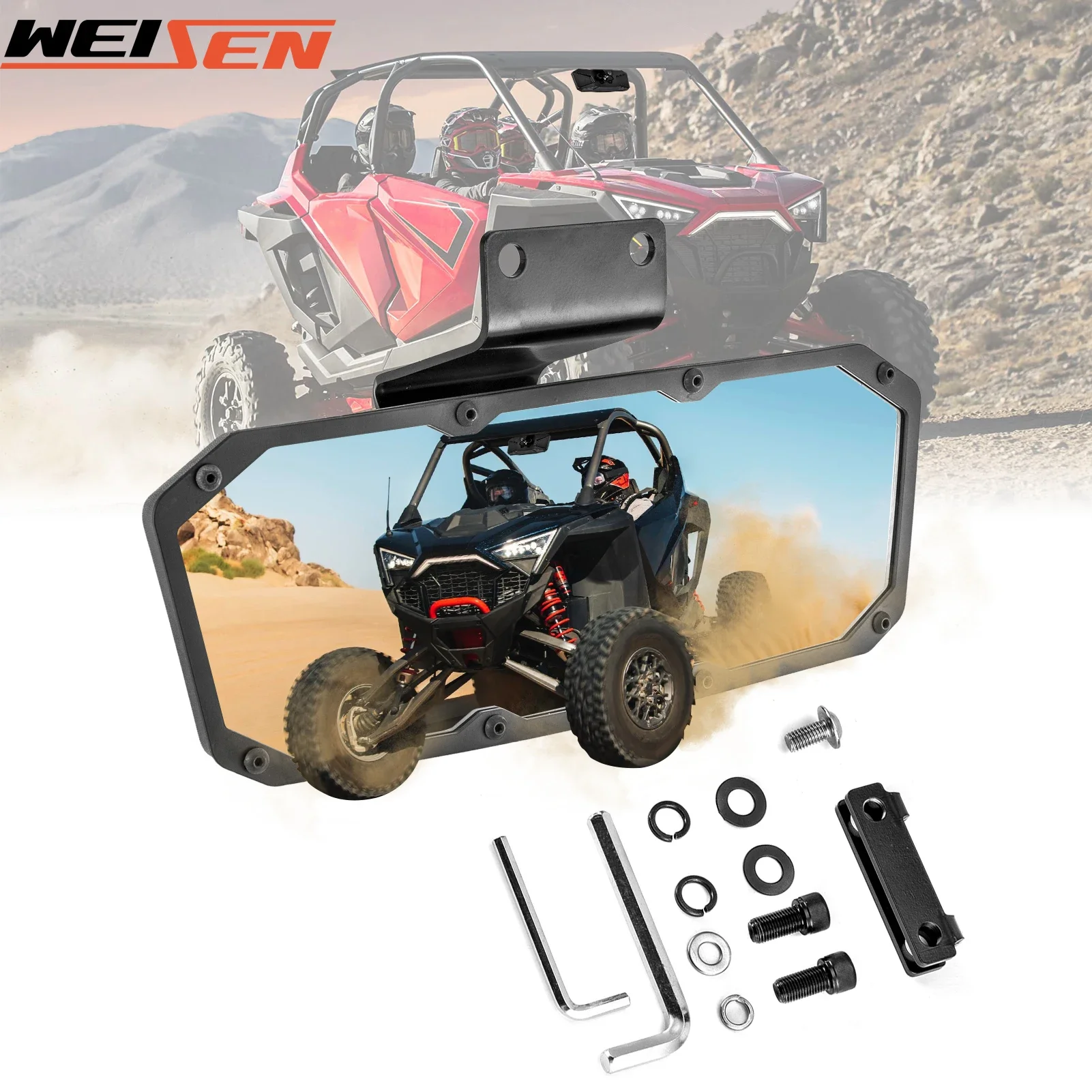 

For 2020+ Polaris RZR Pro XP 2/4、Turbo R /4、Pro R /4、RZR Trail /Trail S UTV 360°Center Rear View Mirror Racing Rearview Mirrors