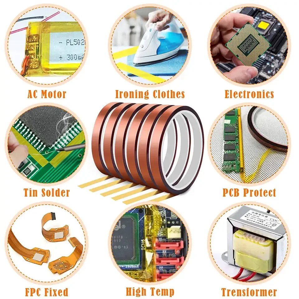 

72rolls High Temperature Resistance Tape 220°C PET Heat Insulation Adhesive Sealing Machine Self-adhesive Waterproof Tape