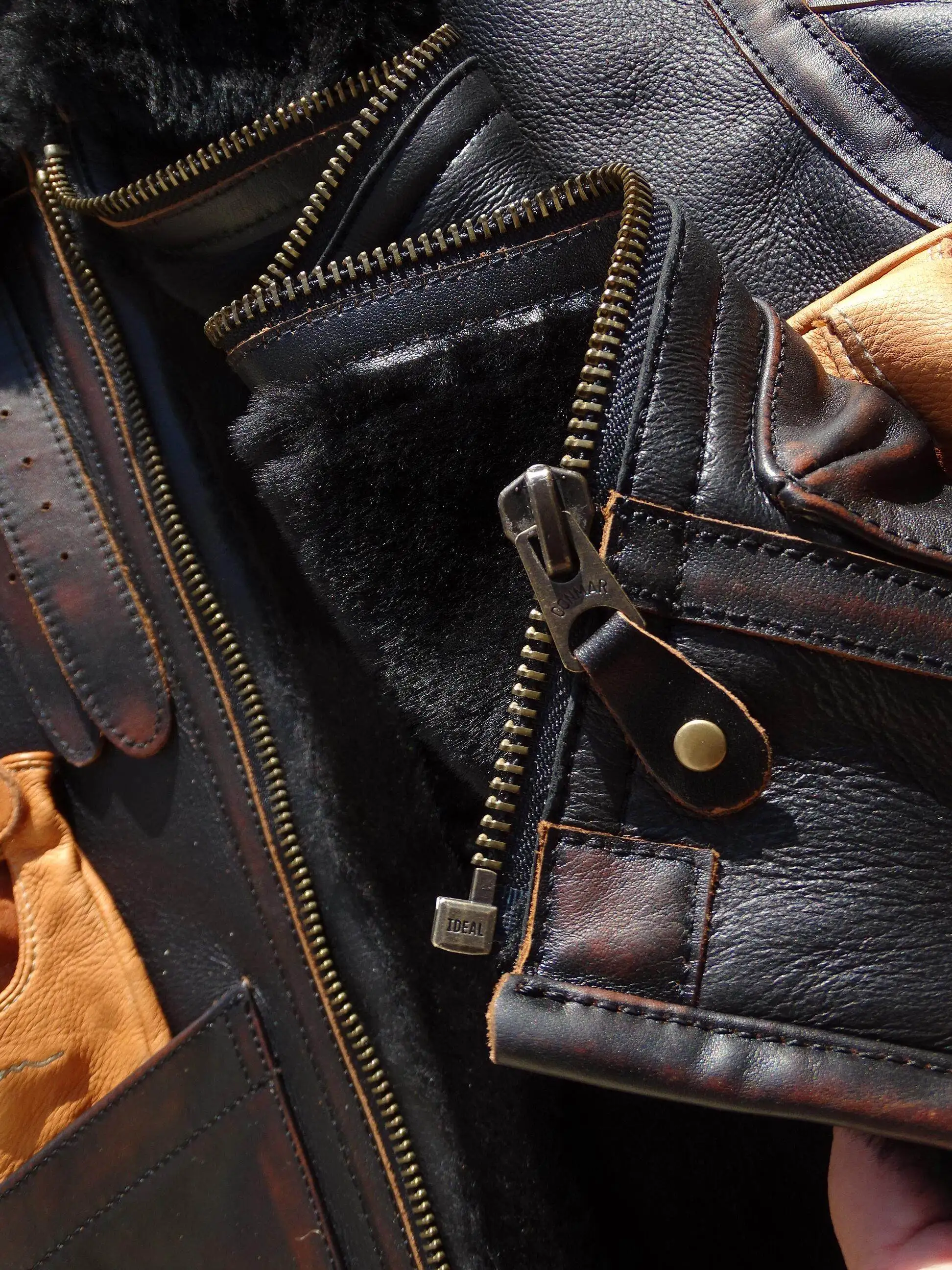 Tailor Brando Original Sheepskin Shearling & Tea Core Horsehide Men's Classic Retro Winter Warm Bomber Jacket