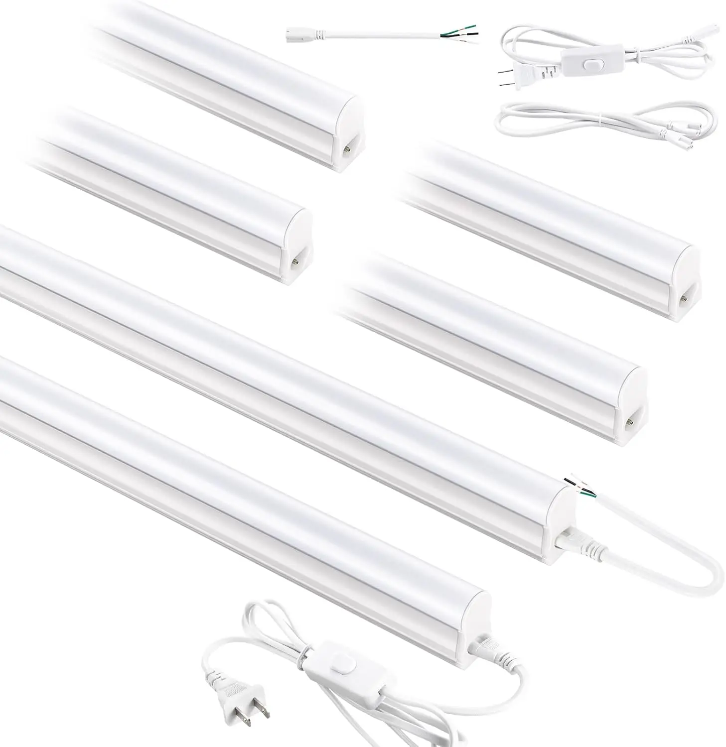 

Набор из 6 светодиодных светильников для мастерской, 4 фута, 2300 лм, 6500K, яркий белый свет, соединяемые, с выключателем, для гаража/мастерской