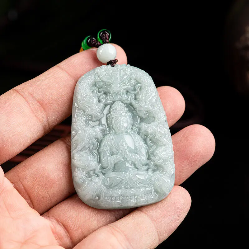 Natural Myanmar A-Grade Jade Kowloon Guanyin Pendant for Men and Women