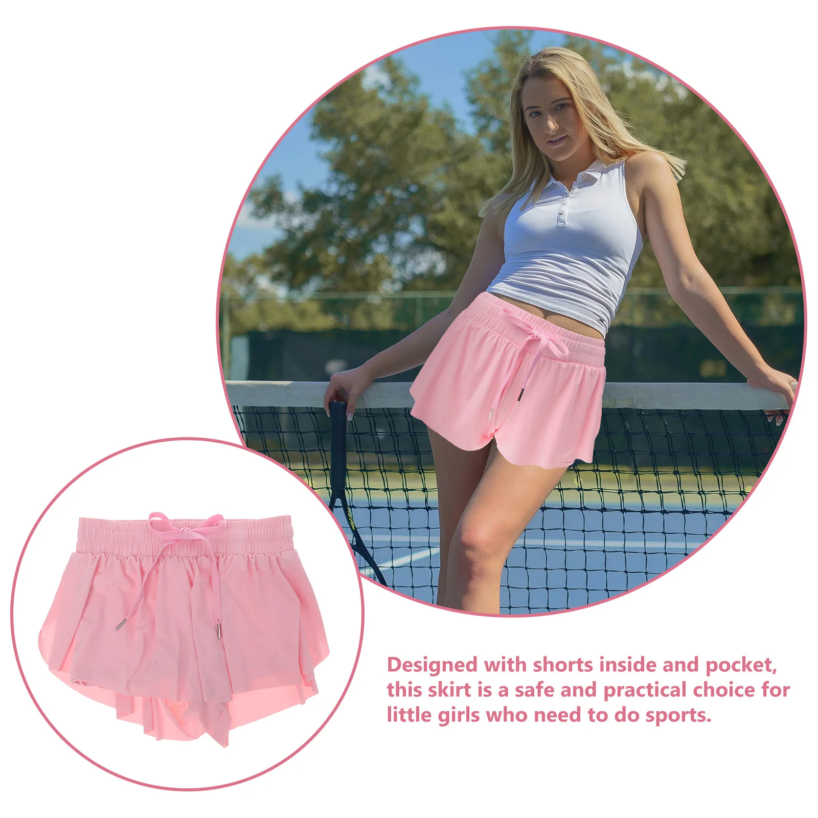 Skort for Woman Height 130cm Stretch Skorts Workout Sports Skirt Golf Tennis Running Skirt with Shorts Skorts for Woman