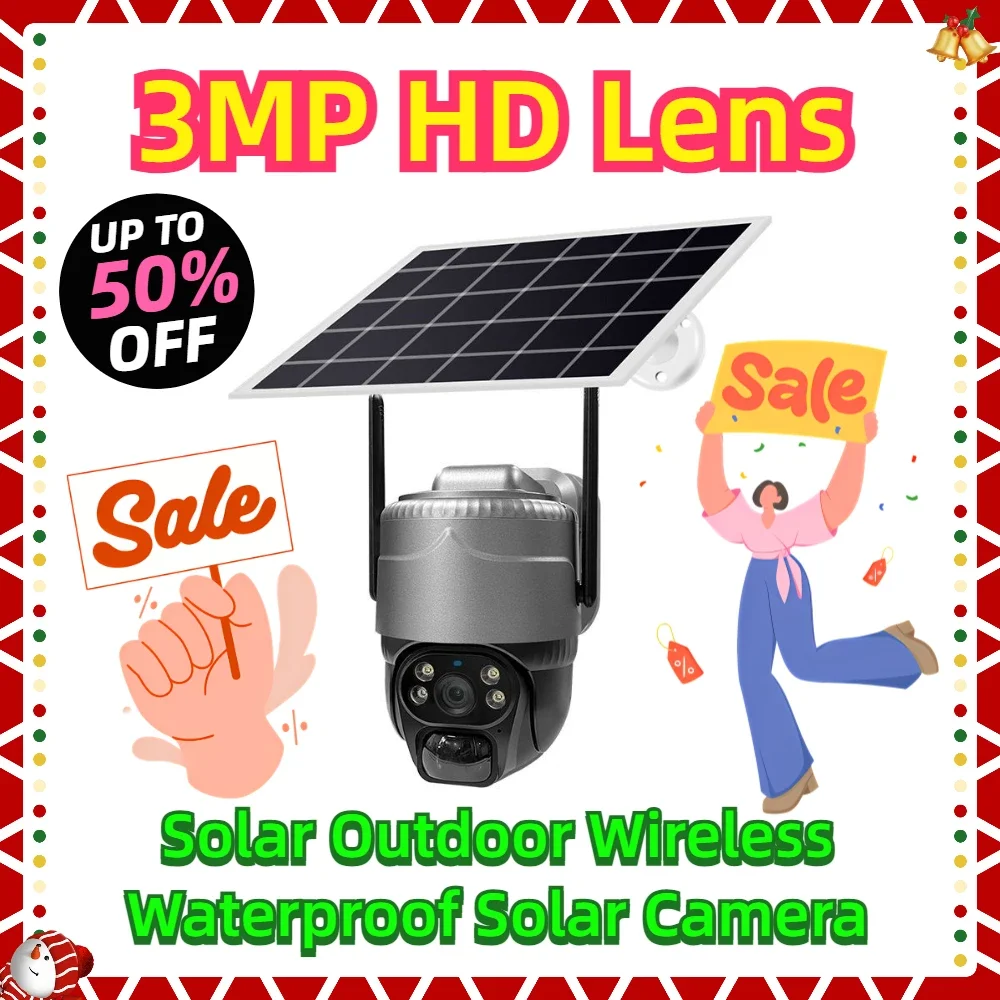 

3MP HD Lens 4G SIM Card CCTV Solar Outdoor Wireless Waterproof Solar Camera 360 Pan Tilt IP66