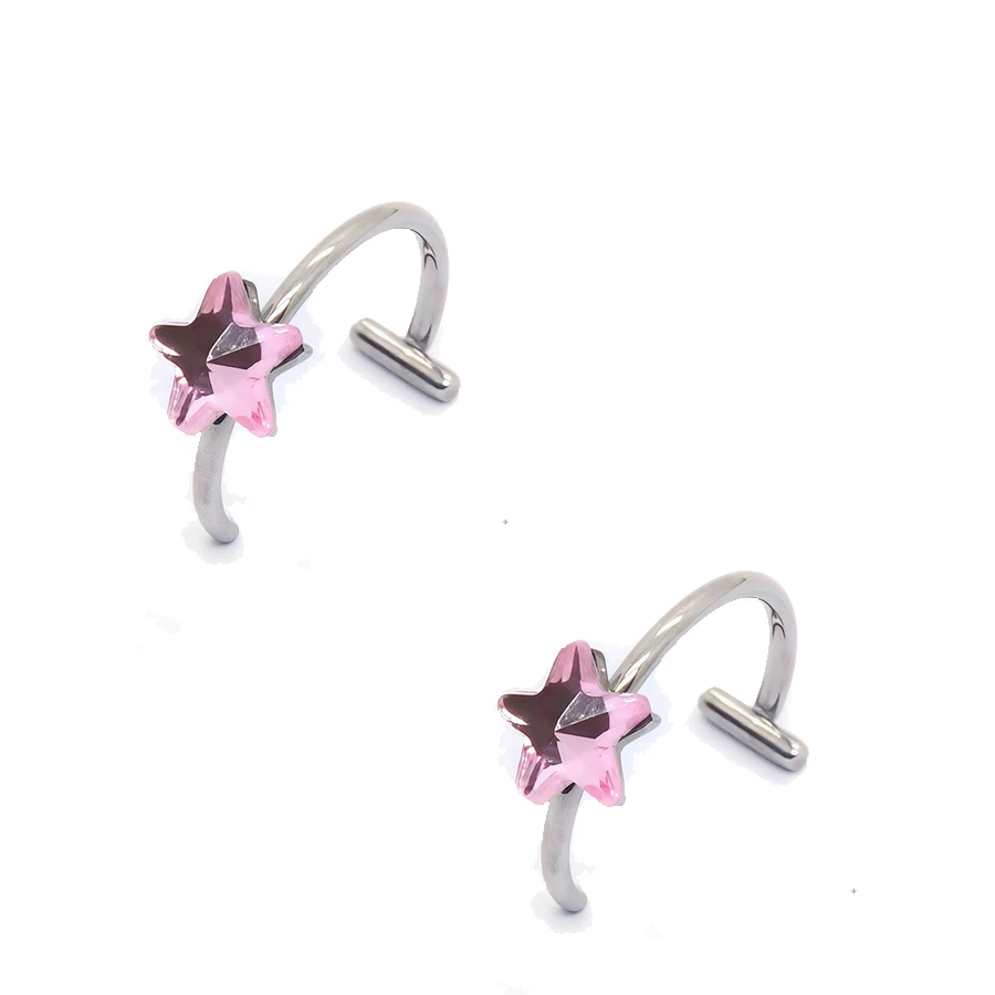 2PCS Trendy 10mm Edelstahl Punk Clip auf Gefälschte Piercing Nase Wrap Lippen Ringe Unisex Nase Ring Frauen männer Tusk Körper Schmuck