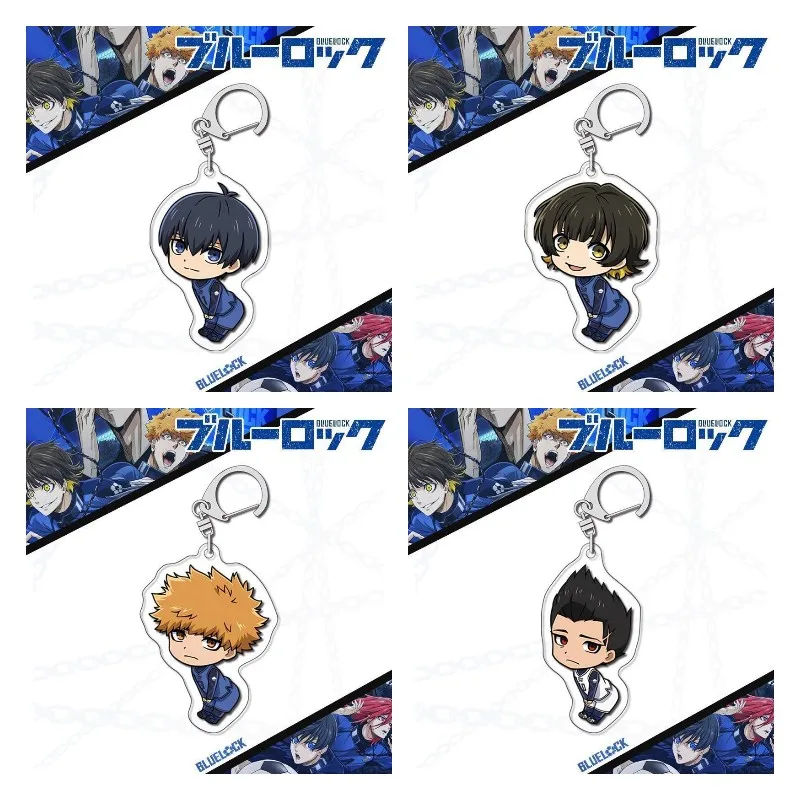 Anime BLUE LOCK Cartoon Figures Isagi Yoichi Bachira Meguru Acrylic Key Chains Kunigami Rensuke Pendant Decor Keyrings Fans Gift