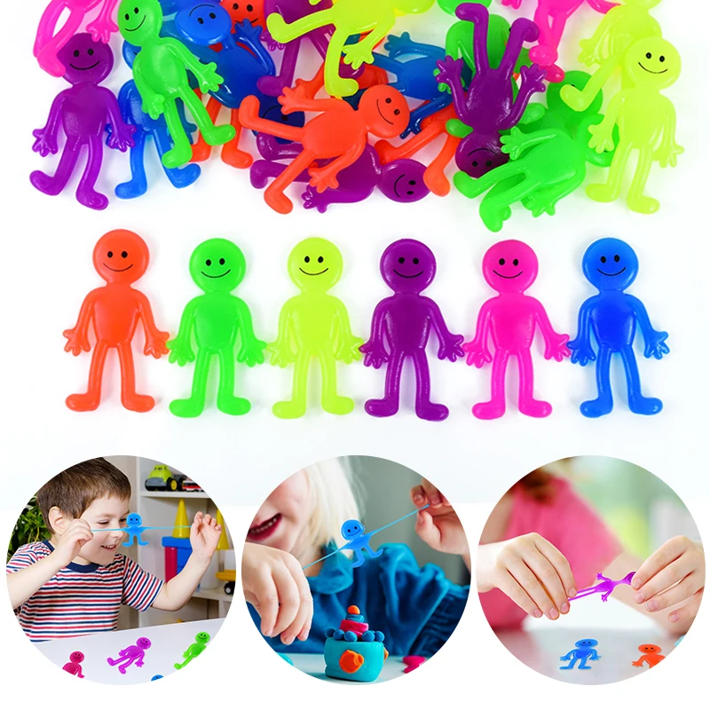 10pcs TPR Soft Rubber Figurines With Smiling Faces Elastic Stretchable Office Ornaments Decompression Venting Toys Kids Favor