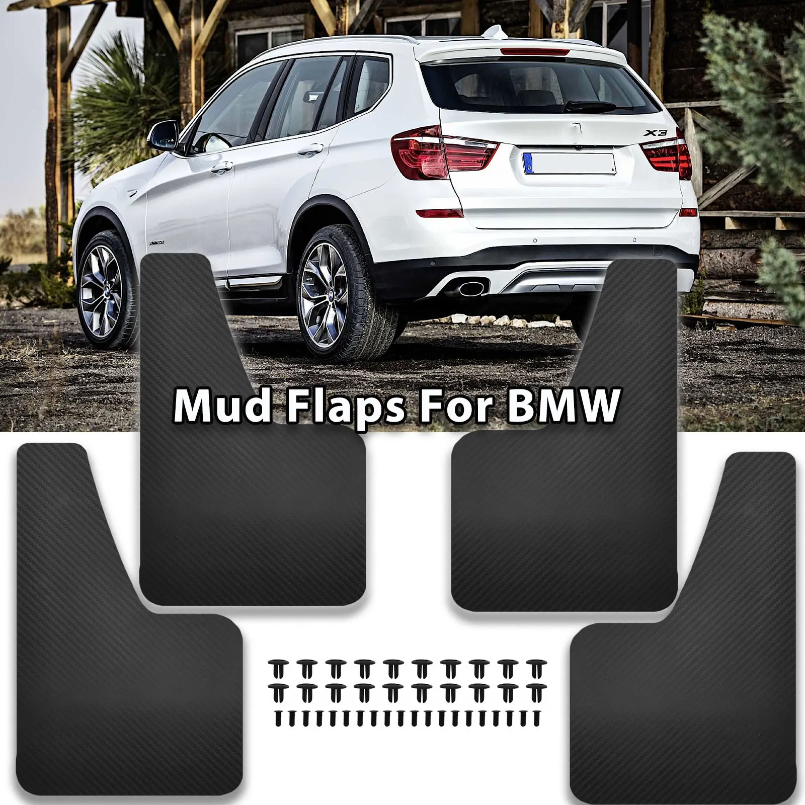 Mud Flaps for BMW X1 X2 X3 E83 F25 G01 iX3 X4 F26 G02 X5 E53 E70 F15 F85 G05 G18 X5 X7 G07 M Sport iX Performance Splash Guards