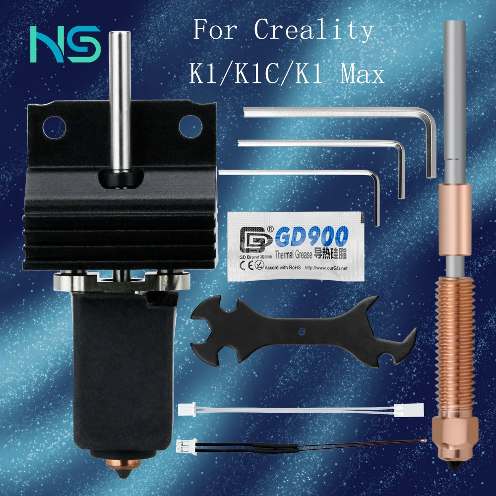 For Creality K1 Ceramic Hotend Kit with Heatbreak Nozzle Thermistor Throat Heater Block for Creality K1 MAX, K1C 3D Printer Head