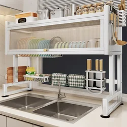 Kitchen Sink Storage Rack Over the Sink Dish Drying Racks Stainless Steel Drain Shelf Multi Organizer Cabinet Kitchen