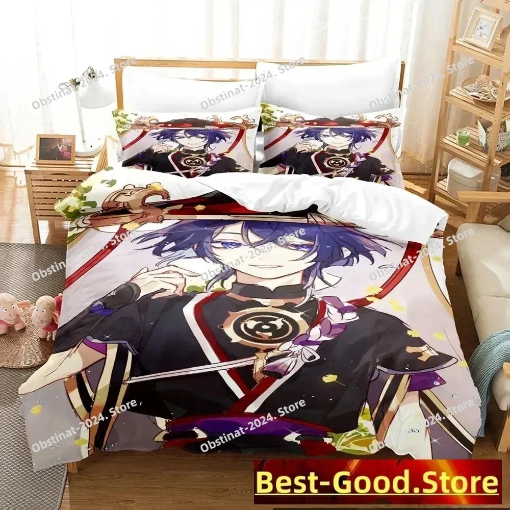 Anime Game Genshin Impact Scaramouche Bedding Set Print With Pillowcase Bed Duvet Cover Soft Single Double Queen Super King Size