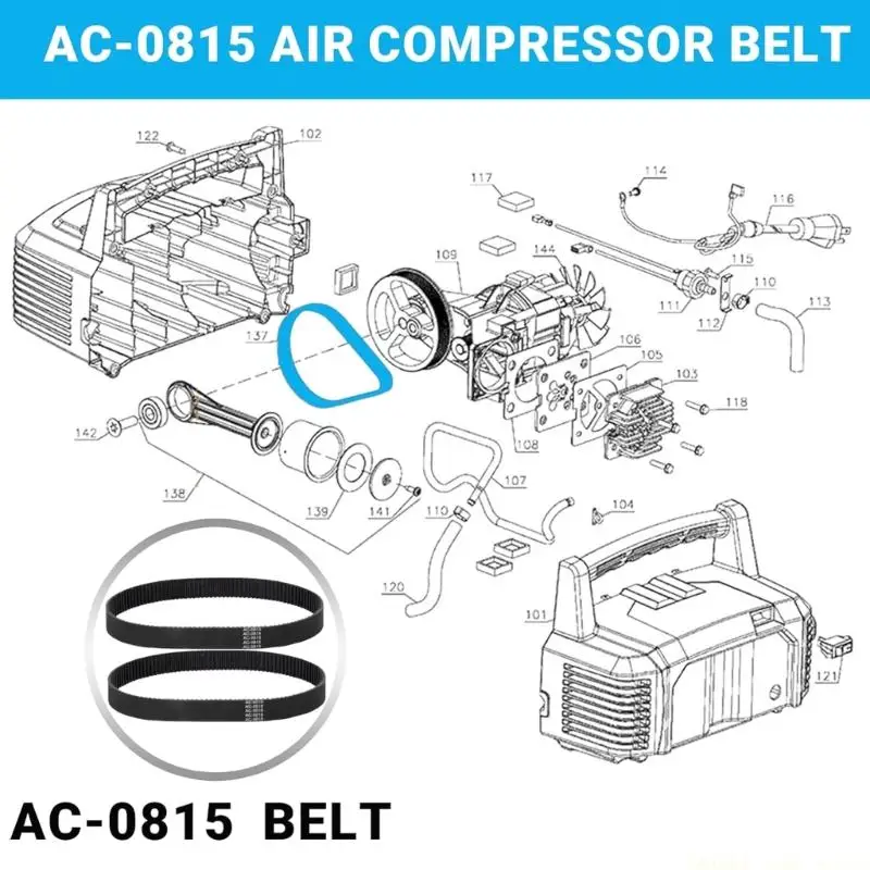 A2BE Air Compressor Timing Belt 2Pcs Rubber Replacement Belt for Quick Installation