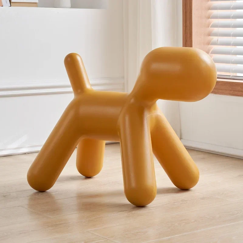 Nordic ins balloon dog shaped children\'s chair simple home living room furniture plastics cute small stool lounge Ottomans