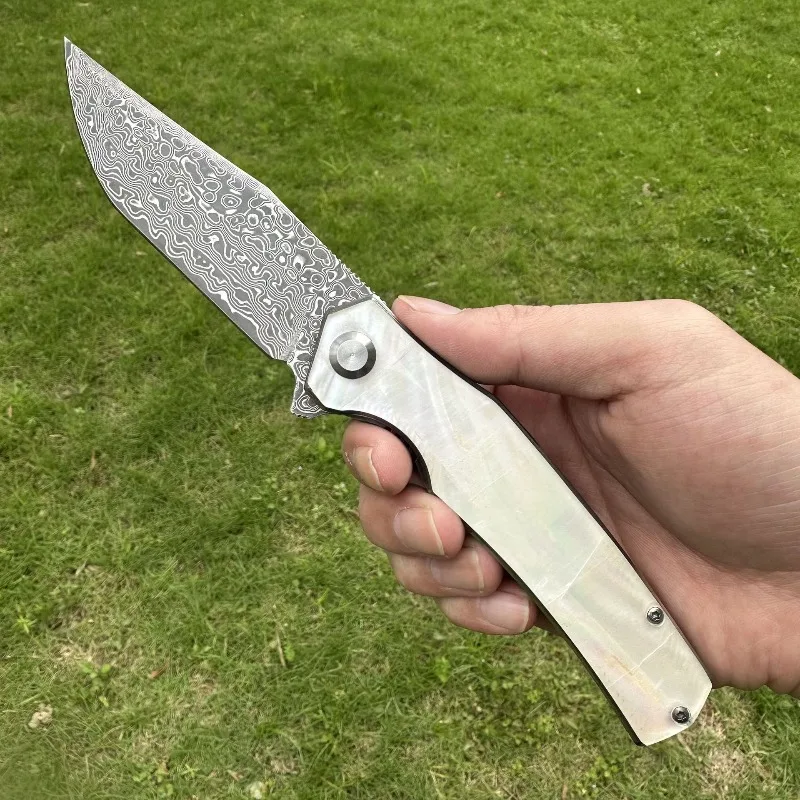 

New Damascus VG10 Steel Blade Folding Pocket Outdoor Camping Survival Knife Portable Utility Fruit Self-defense Knives EDC Tools