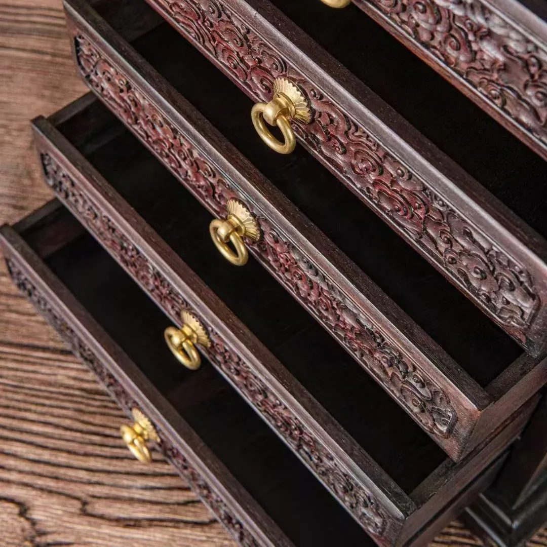 YFY solid wood storage box Chinese mahogany tea cake box desktop large capacity multi-layer drawer tea box