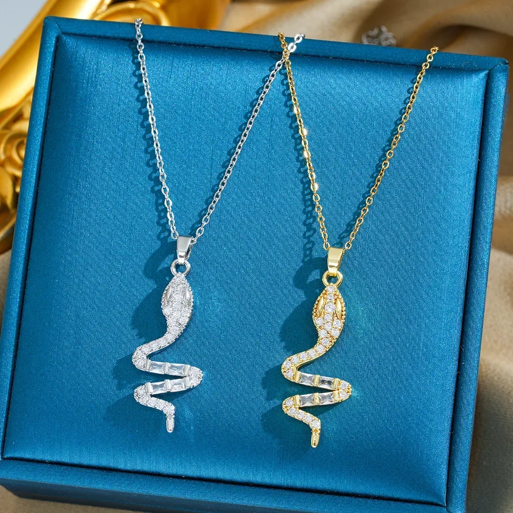 مجوهرات جديدة على طراز فاسق، إحساس التصميم المتخصص للنساء، قلادة على شكل عنصر ثعبان على شكل حيوان الزركون