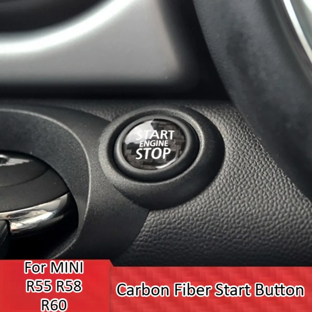 

For MINI R55 R58 R60 Carbon Fiber One Key Start Button Decoration Sticker Interior Trim Cover Stylish Auto Accessories Premium